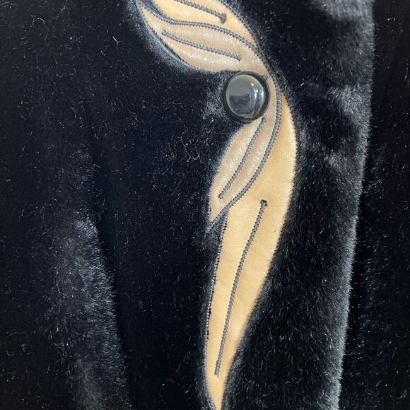 SASSON Women’s Vintage Union Made Faux Fur Coat Black Size 8 - Picture 4 of 11